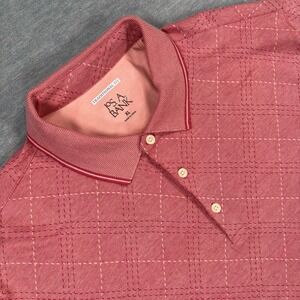 Jos A Bank Mens XL Polo Shirt Traditional Fit Salmon Red Diamond Grid Textured